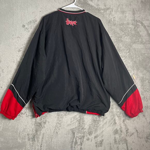Vintage Nebraska Huskers Pullover Jacket Y2K College Streetwear XL Black Red - Picture 3 of 6